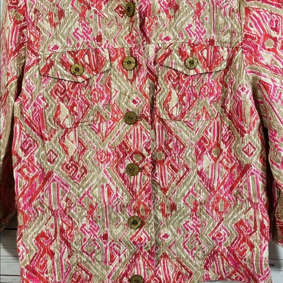 Charter Club Womens Sz M Mediu Jacket Coat Blazer Pink Floral Print Buttons - Picture 5 of 8